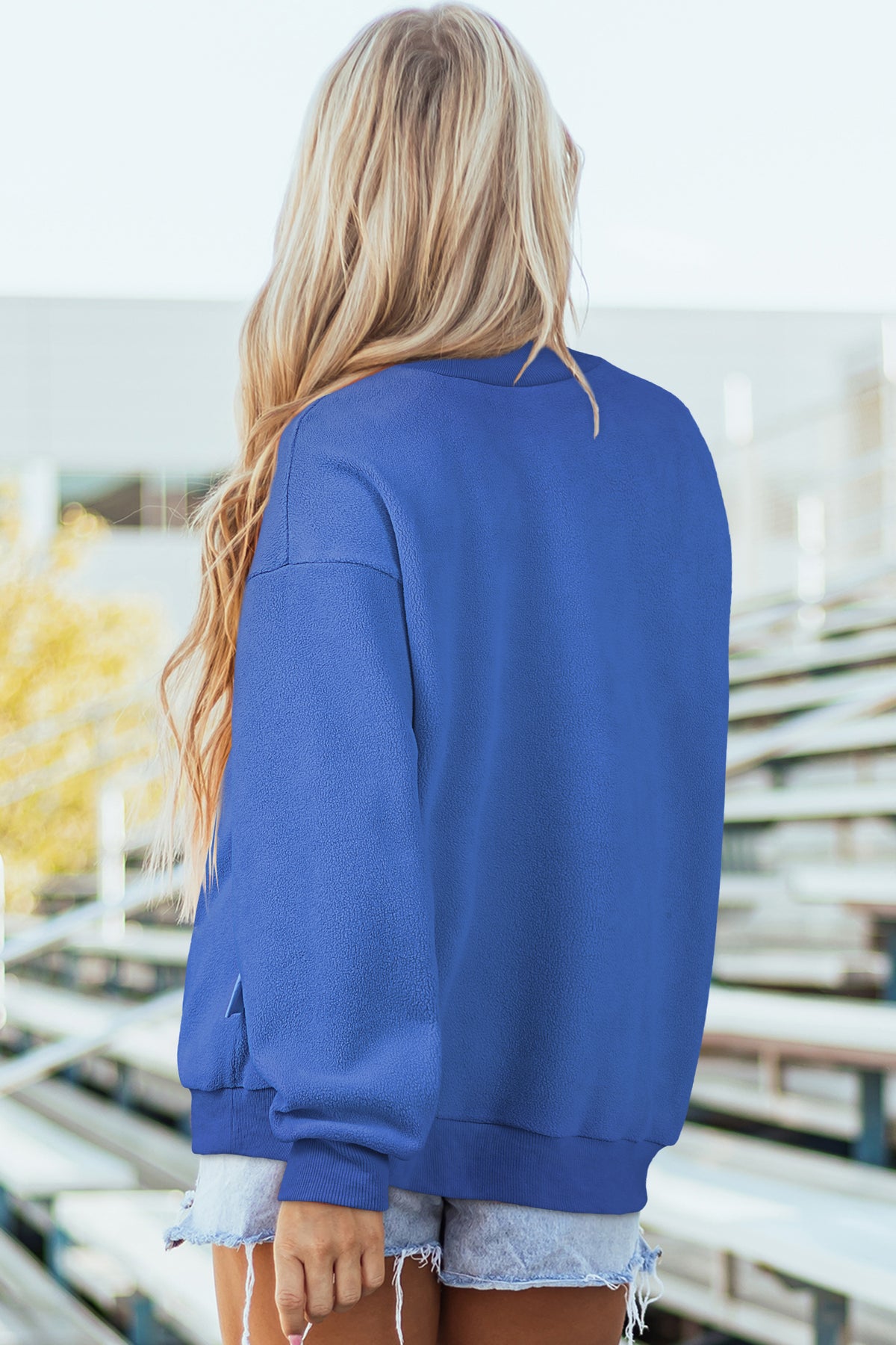 Oversize Reversible Mock Neck Sweatshirt