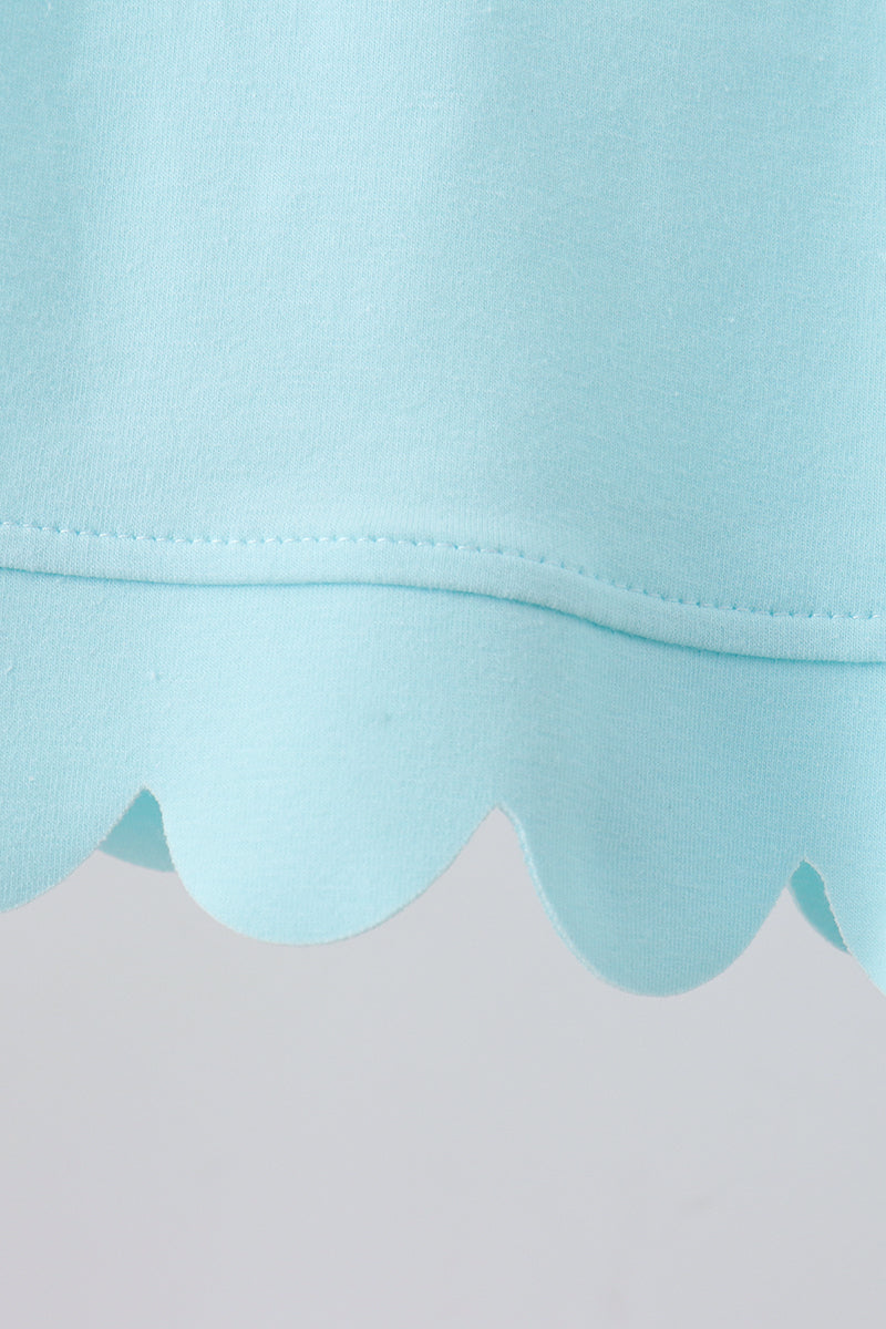 Aqua Scalloped Shorts Set