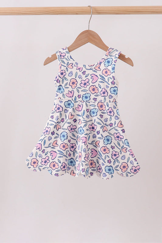 Floral Performance Scalloped Dress
