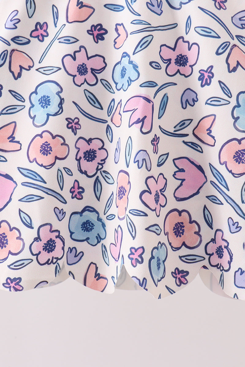 Floral Performance Scalloped Dress