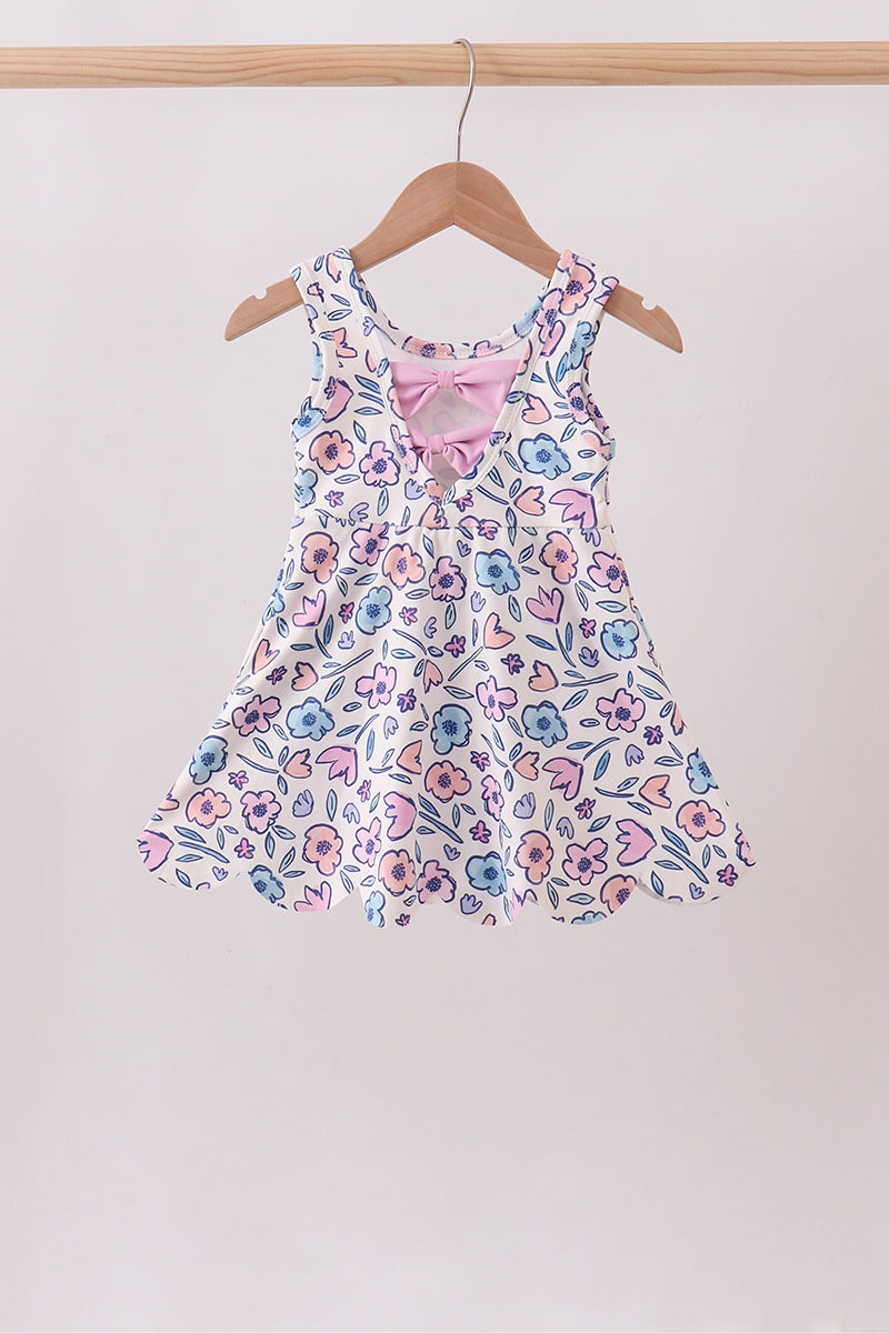 Floral Performance Scalloped Dress