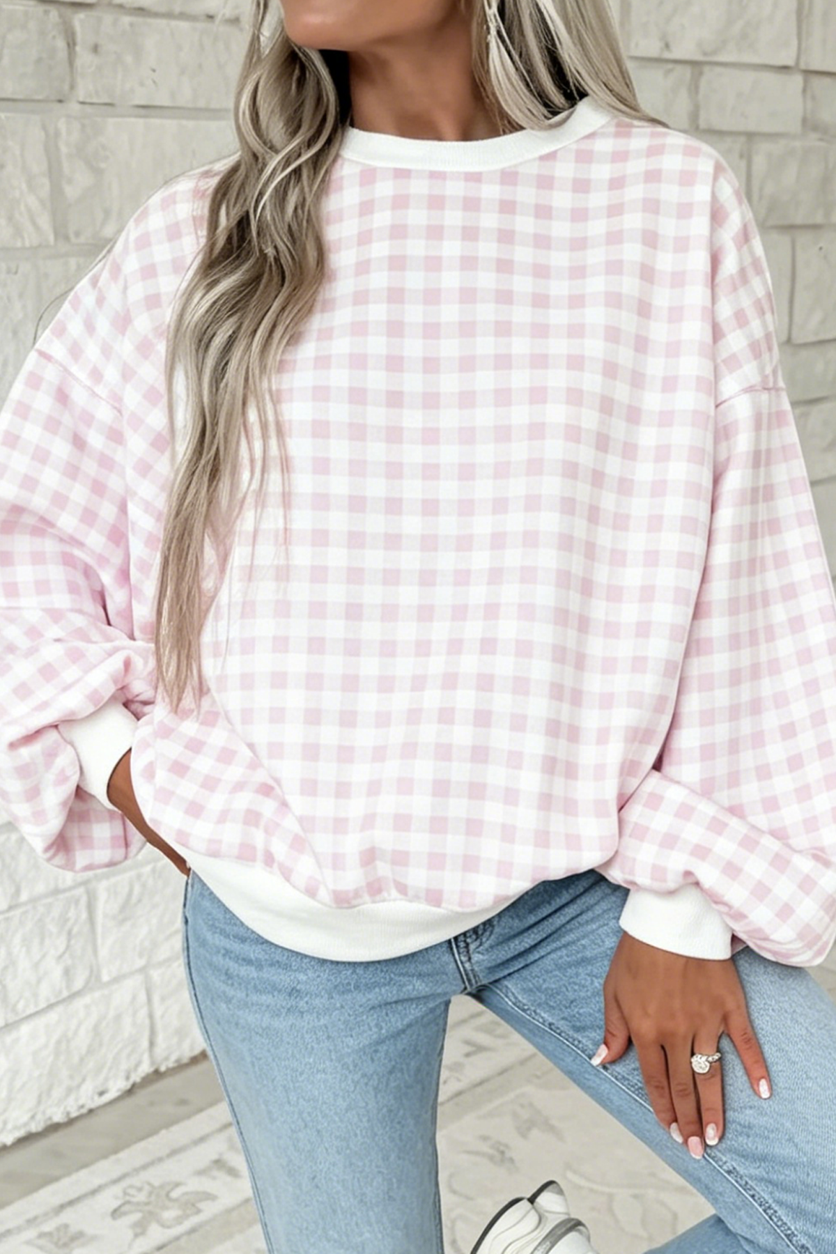 Plaid Long Sleeve Sweatshirt