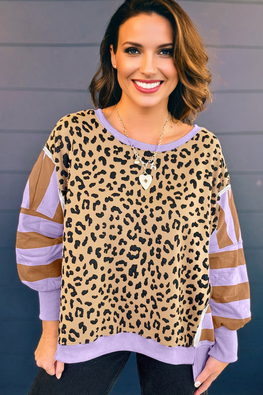 Leopard Striped Plus Size Shirt