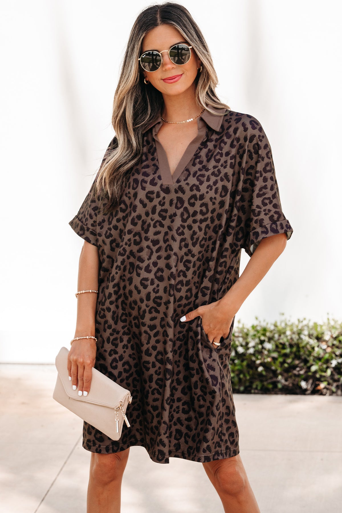 Leopard Print V-Neck Mini Dress