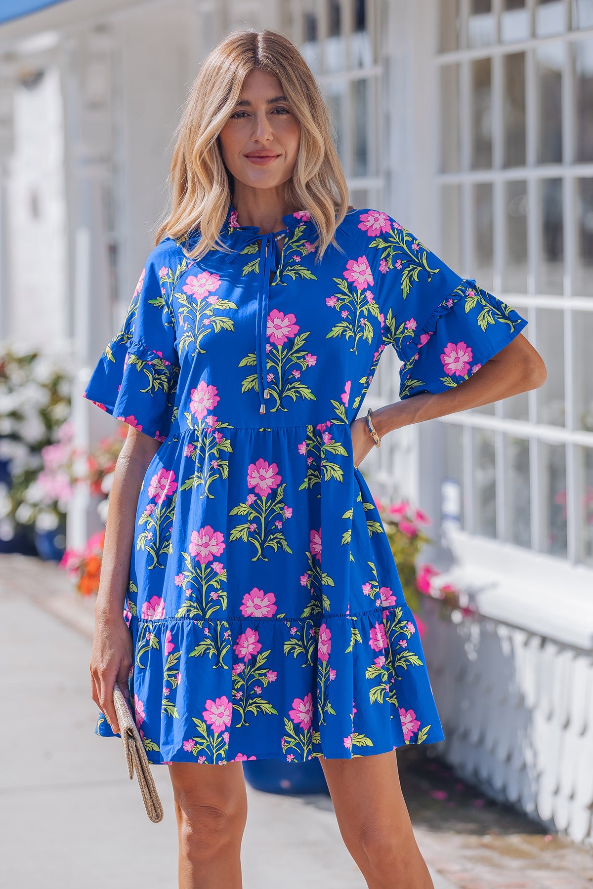Short Sleeve Loose Flower Dress