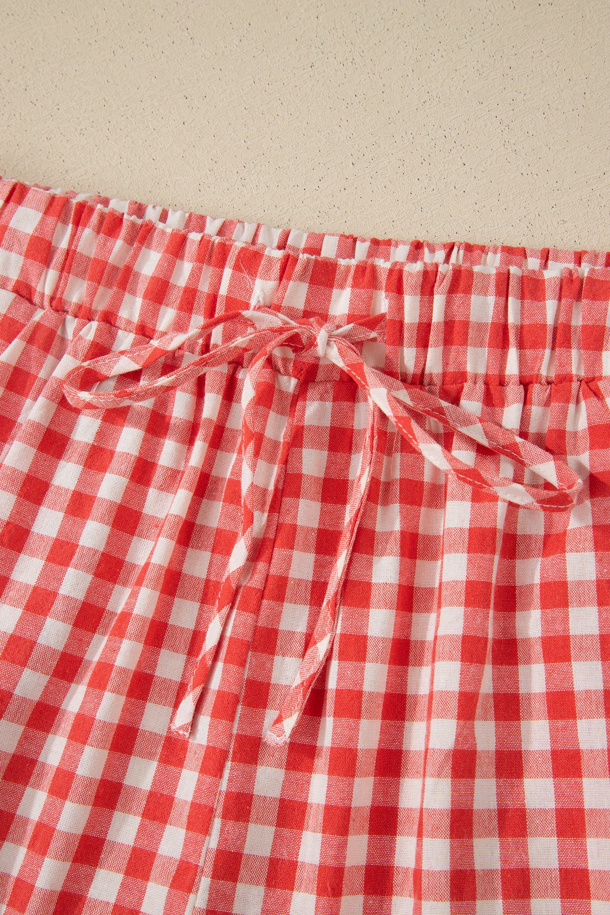 Plaid Tie Hem Casual Shorts
