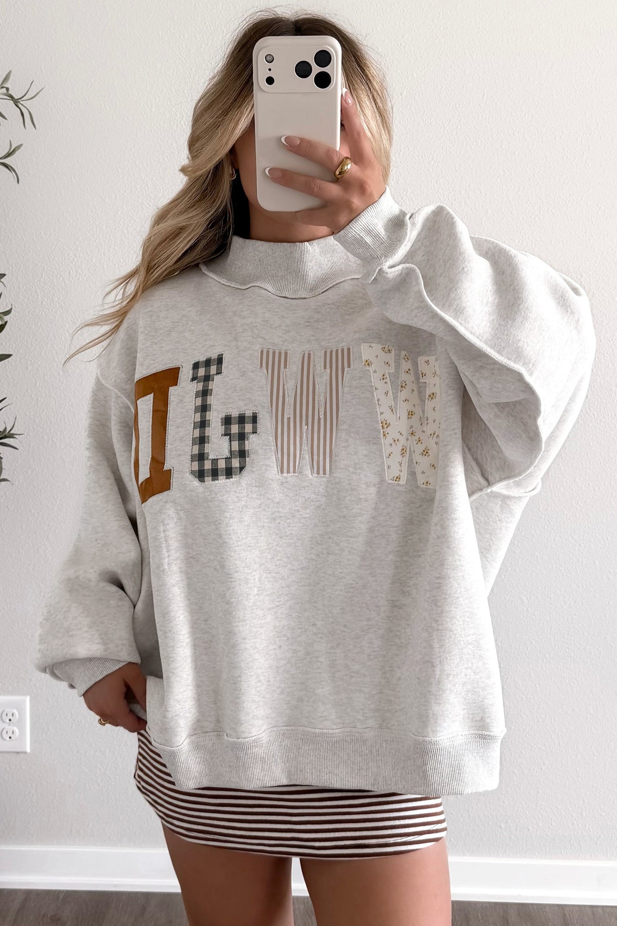WWJD Embroidered Mock Neck Sweatshirt