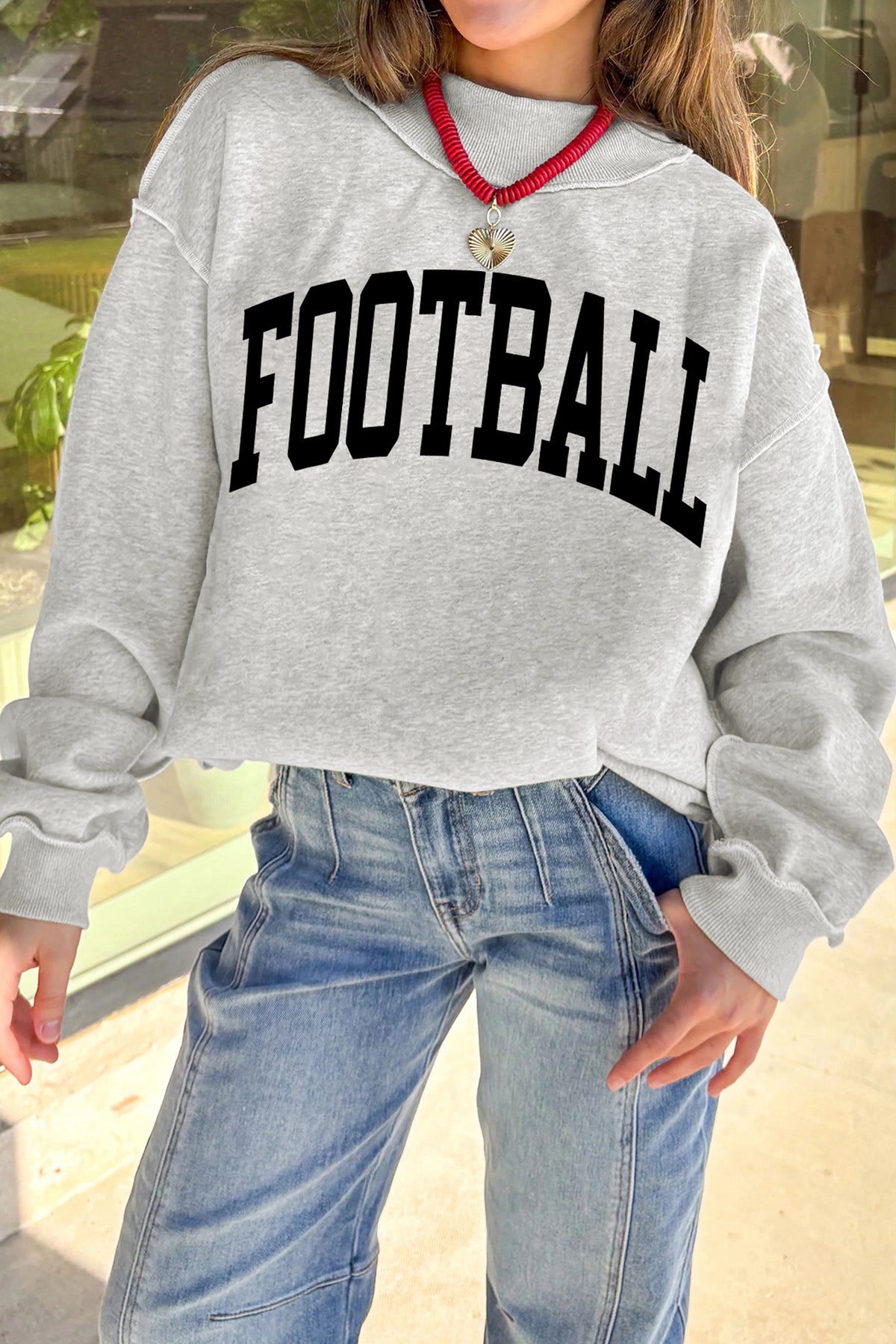 Light Grey High Neck Reversible Sweatshirt