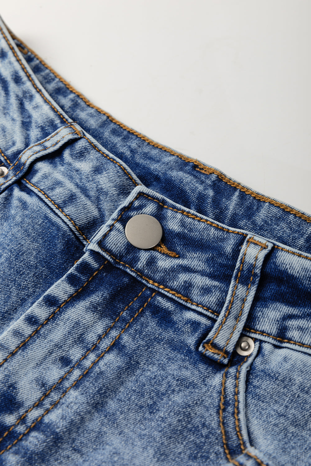 Cuffed Hem Straight High Waist Jeans