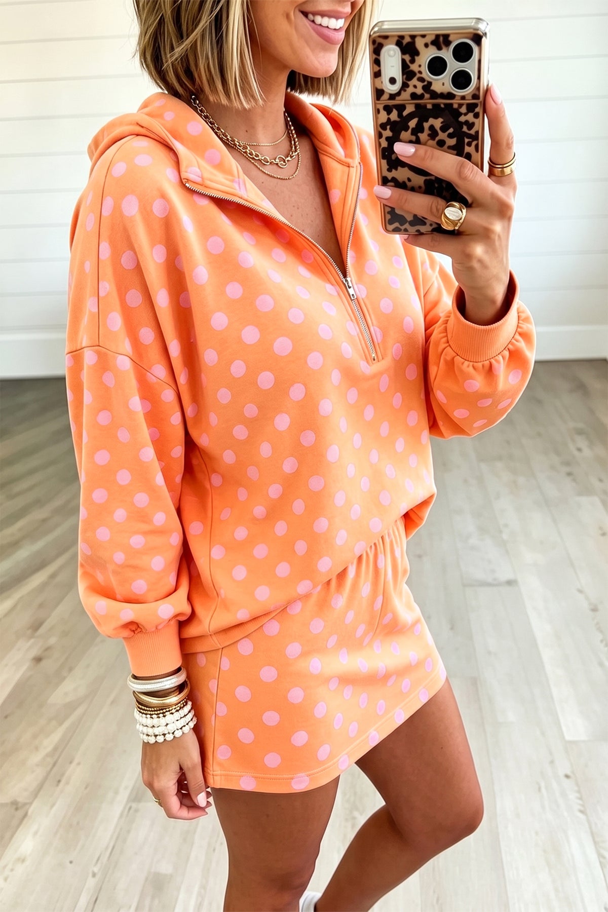 Polka Dot Long Sleeve Top w/Skort Set