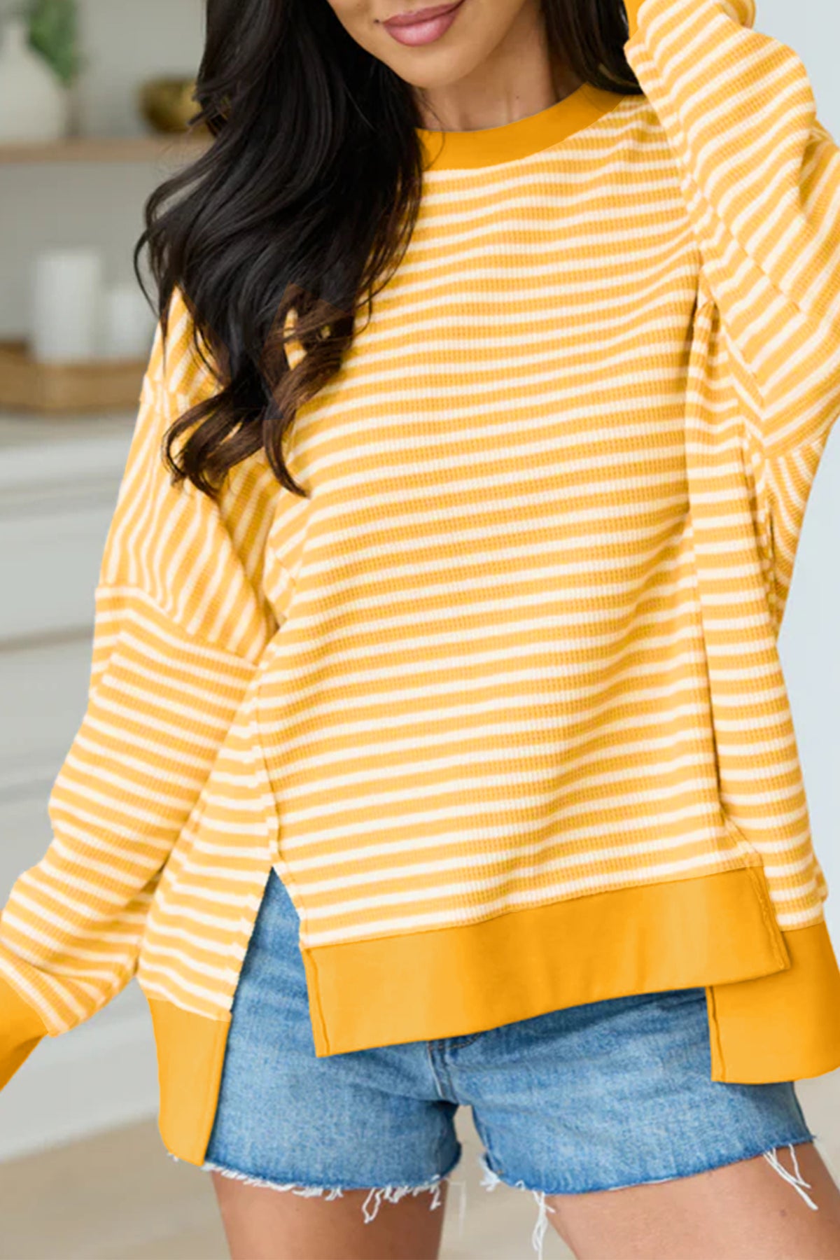 Stripe Knit Long Sleeve Top