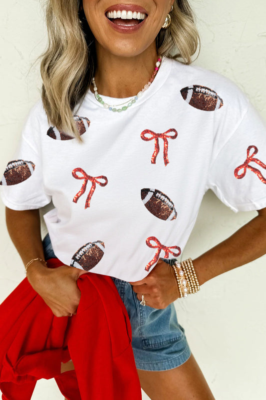 Sequin Football Casual Shift Tee