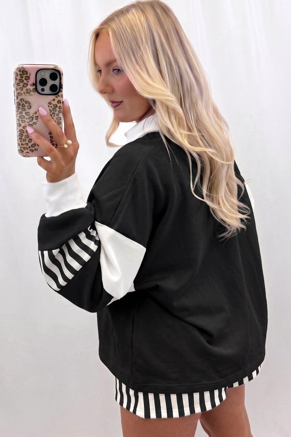 Striped Pullover Top w/Shorts Set