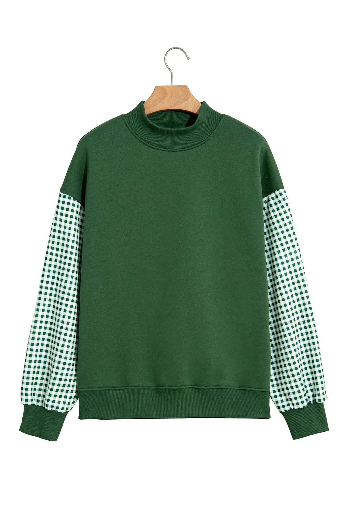 Plaid Sleeve Loose Tunic Sweatshirt