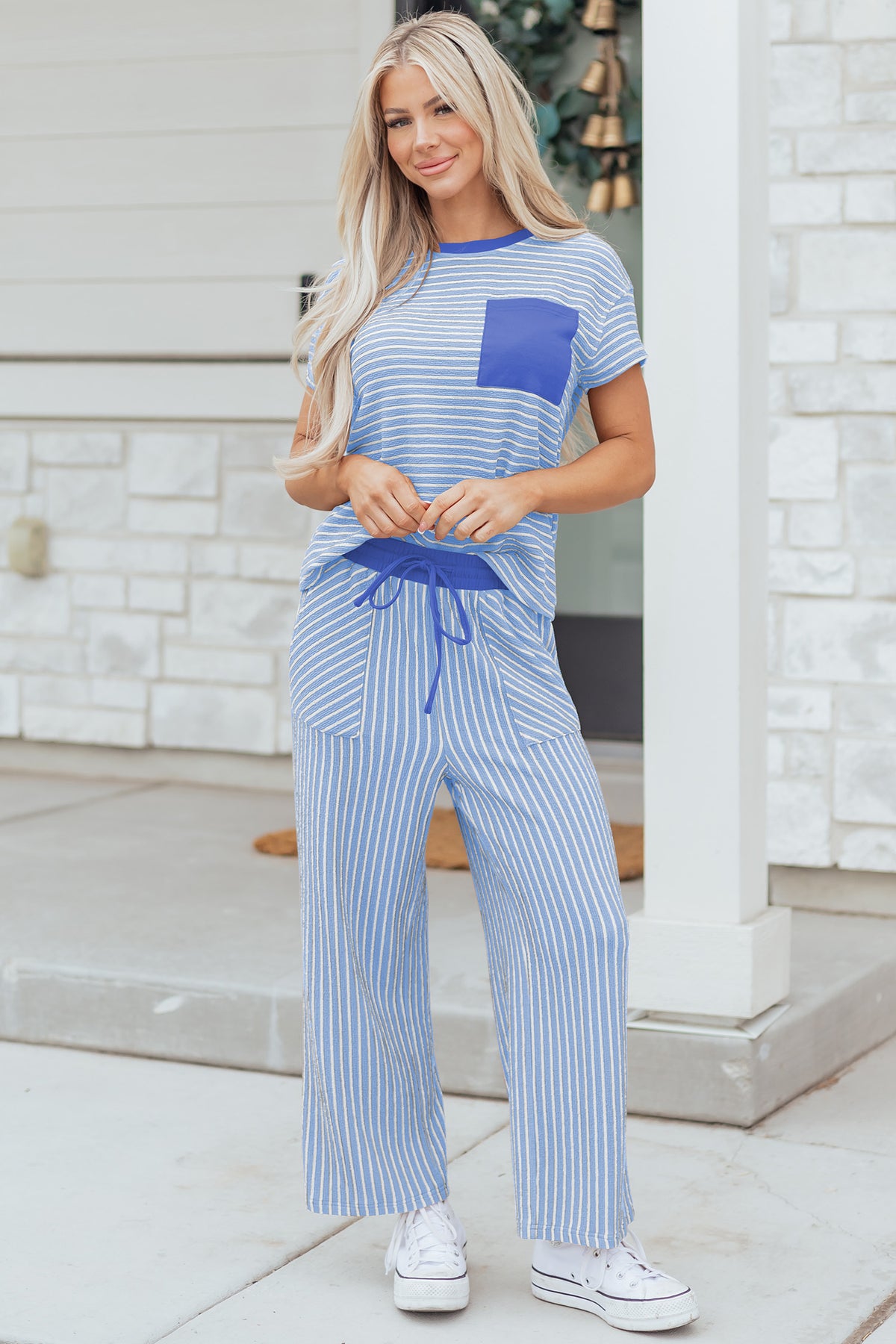 Stripe Shirt w/Cropped Pants Set