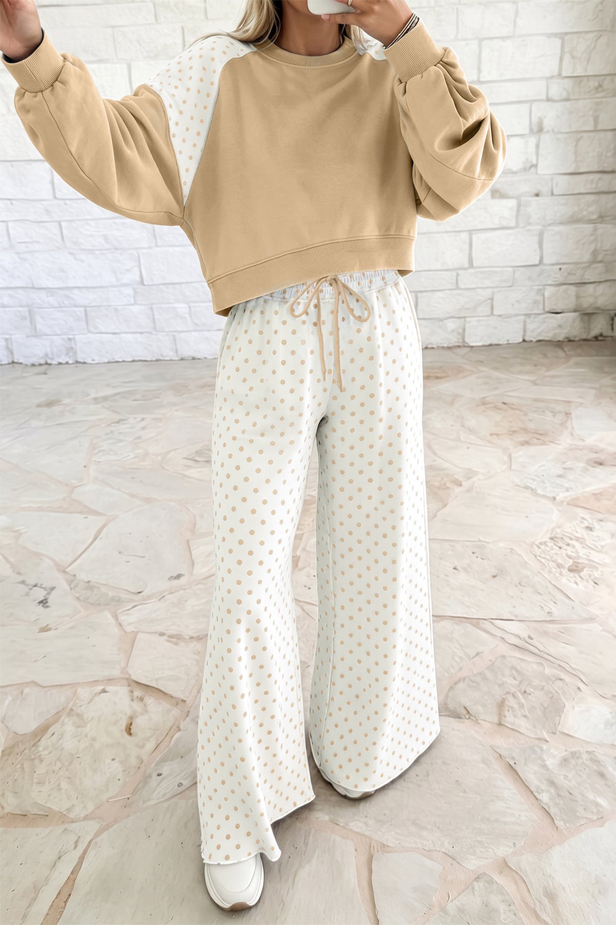 Polka Dot Long Sleeve Pants Set