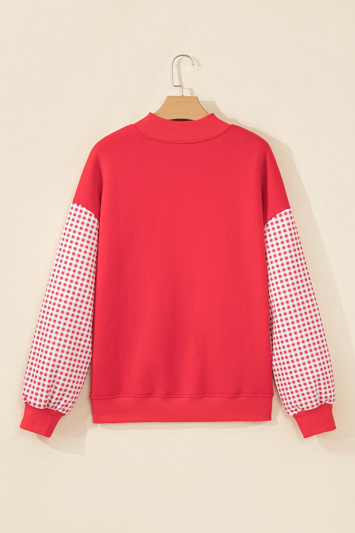 Plaid Sleeve Loose Tunic Sweatshirt