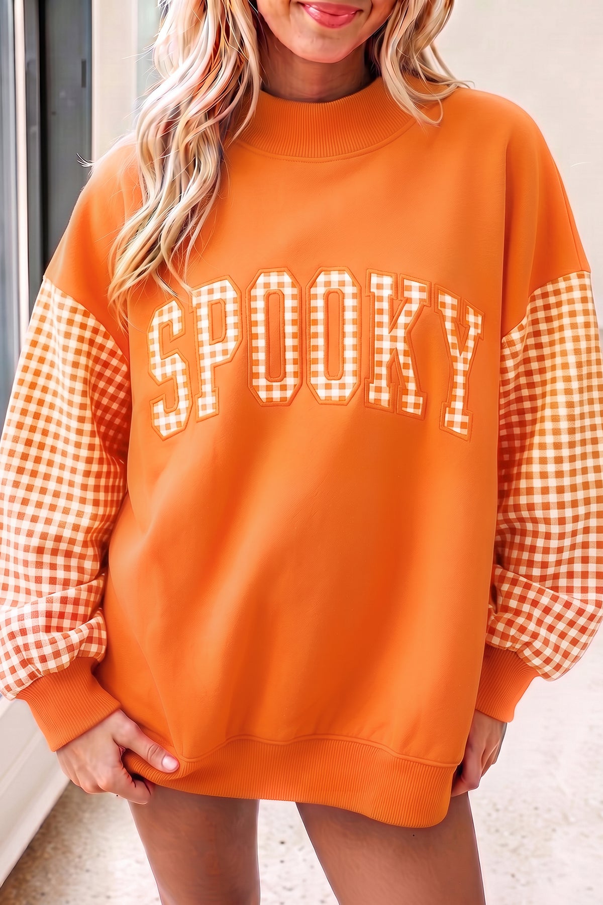 Plaid Oversized Pullover Sweatshirt