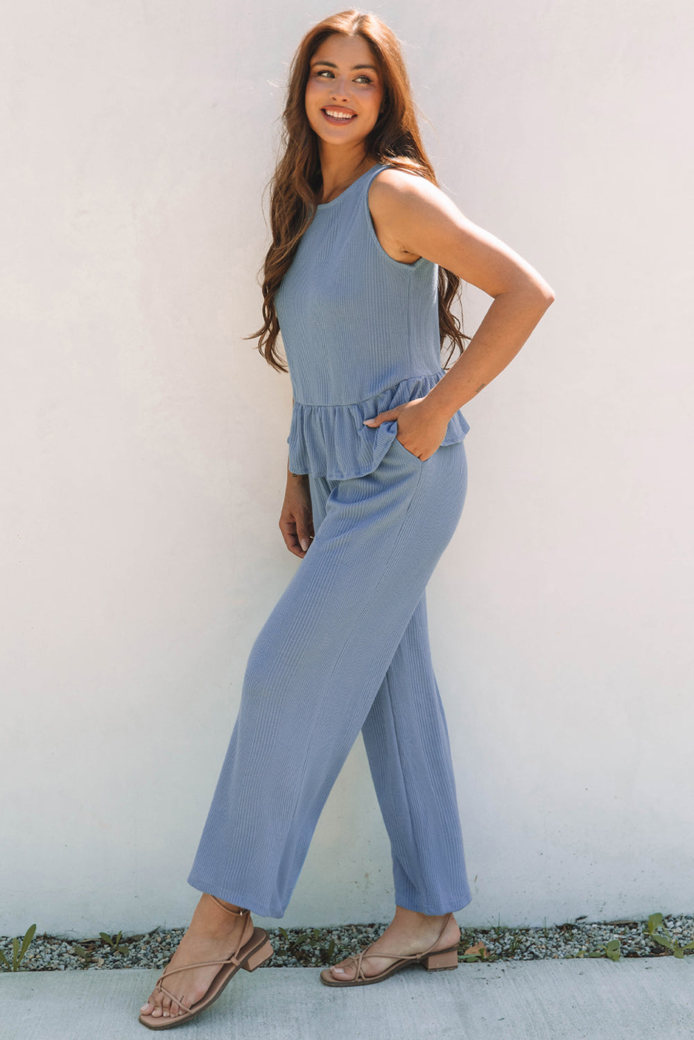 Ruffle Tank Top and Pants Set