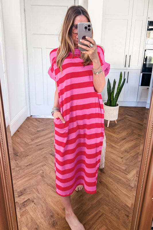 Stripe Pocketed Long Dress
