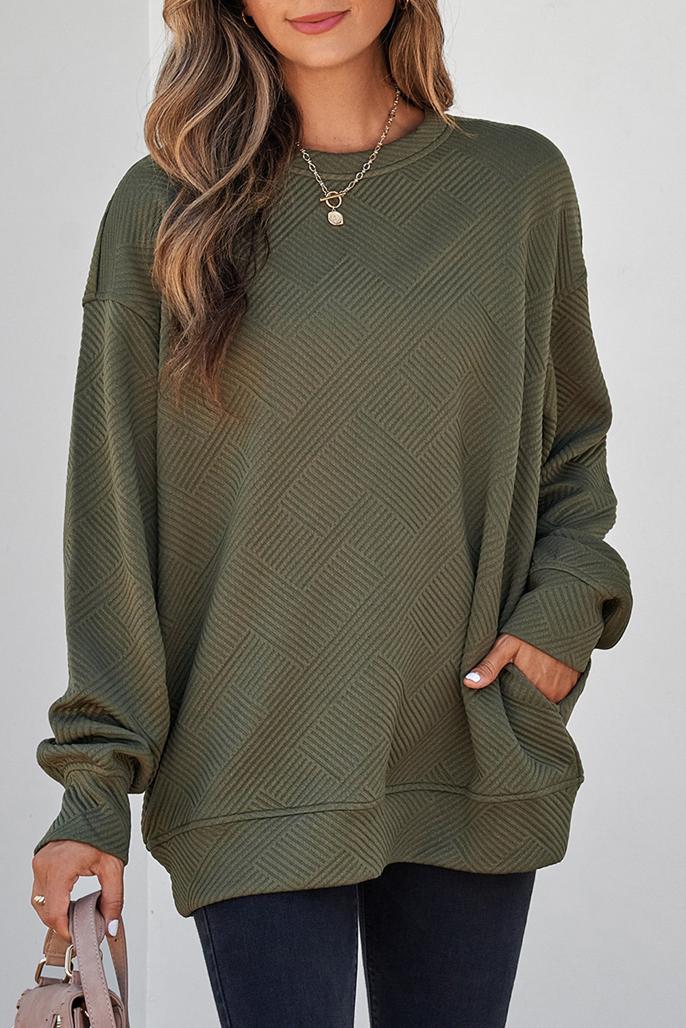 Textured Pullover Sweatshirt