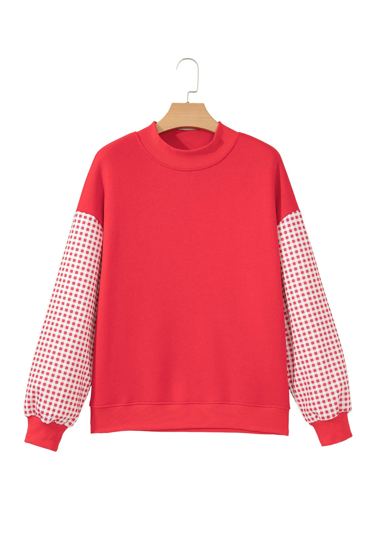 Plaid Sleeve Loose Tunic Sweatshirt