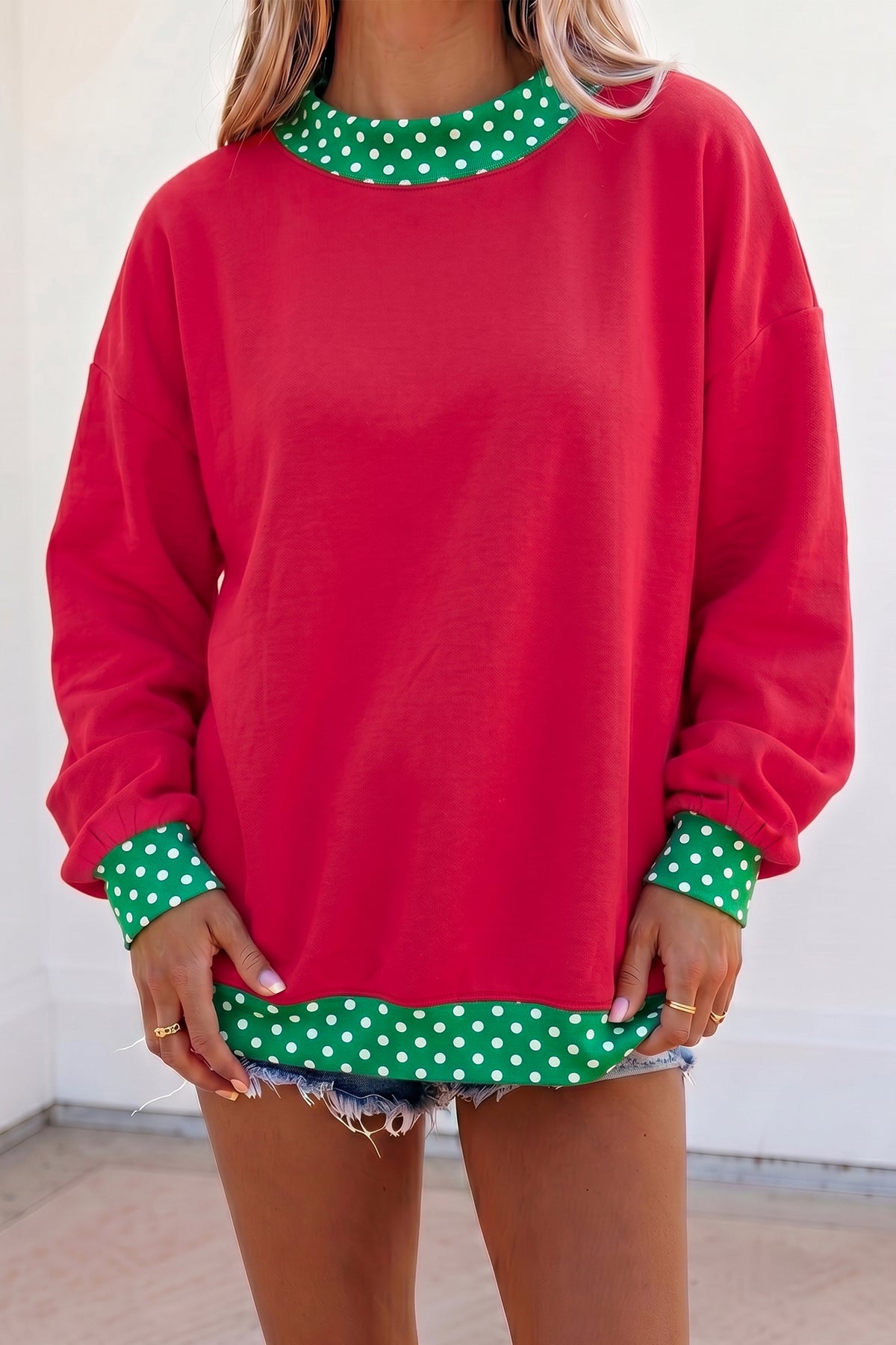 Polka Dot Oversized Sweatshirt
