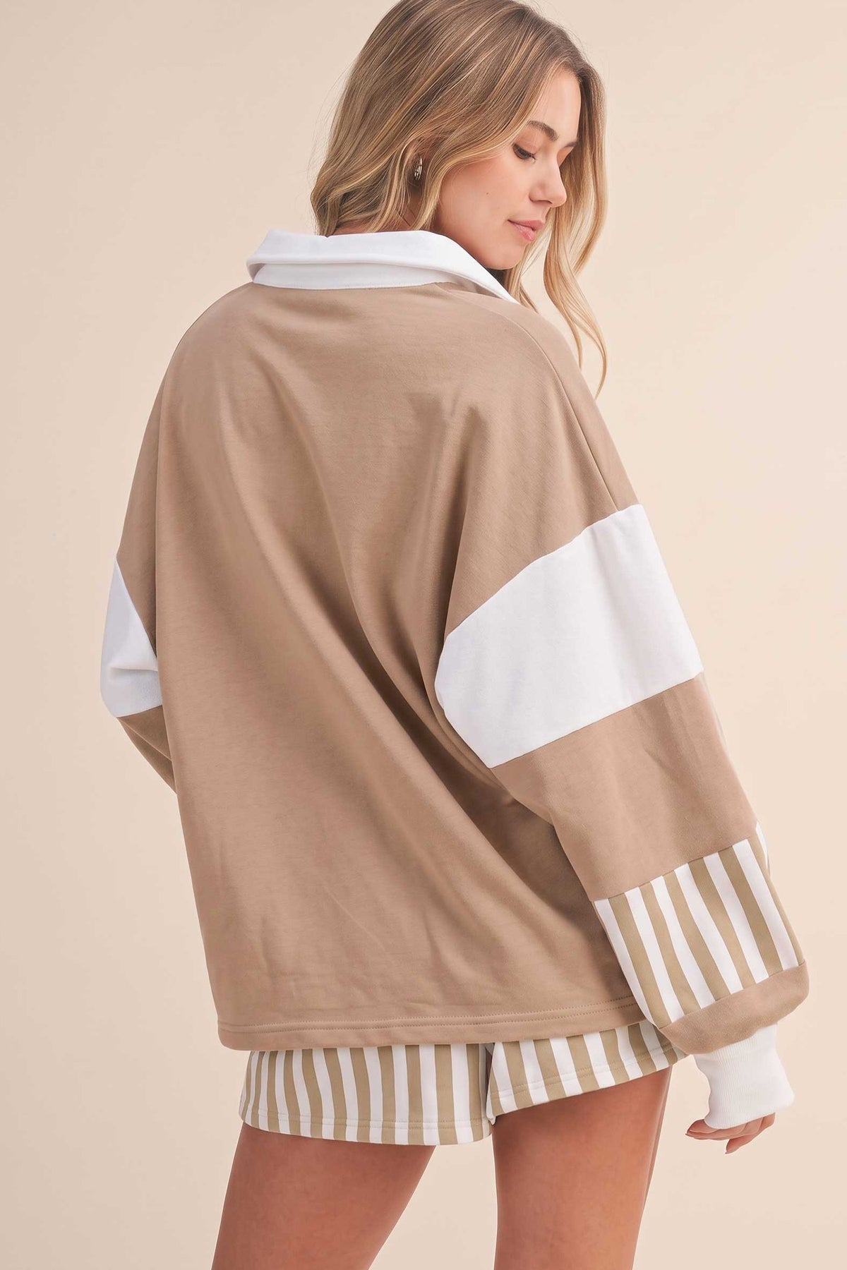 Striped Pullover Top w/Shorts Set