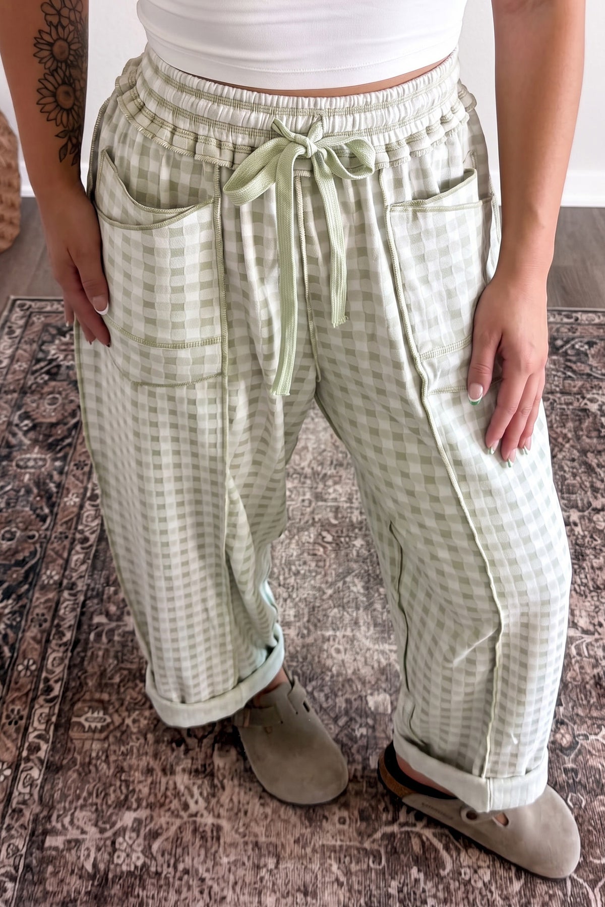 Plaid Drawstring Pants