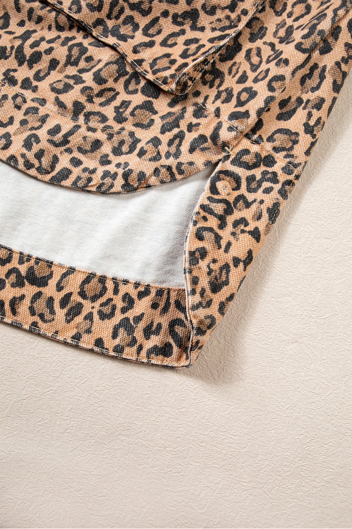 Leopard Print Long Sleeve Denim Jacket