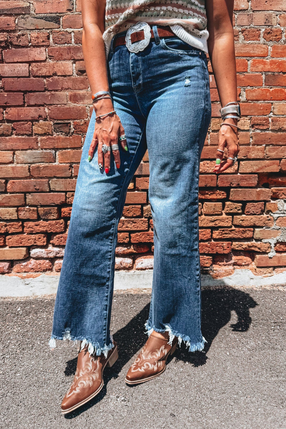 Ashleigh Blue High Waist Frayed Flare Jeans
