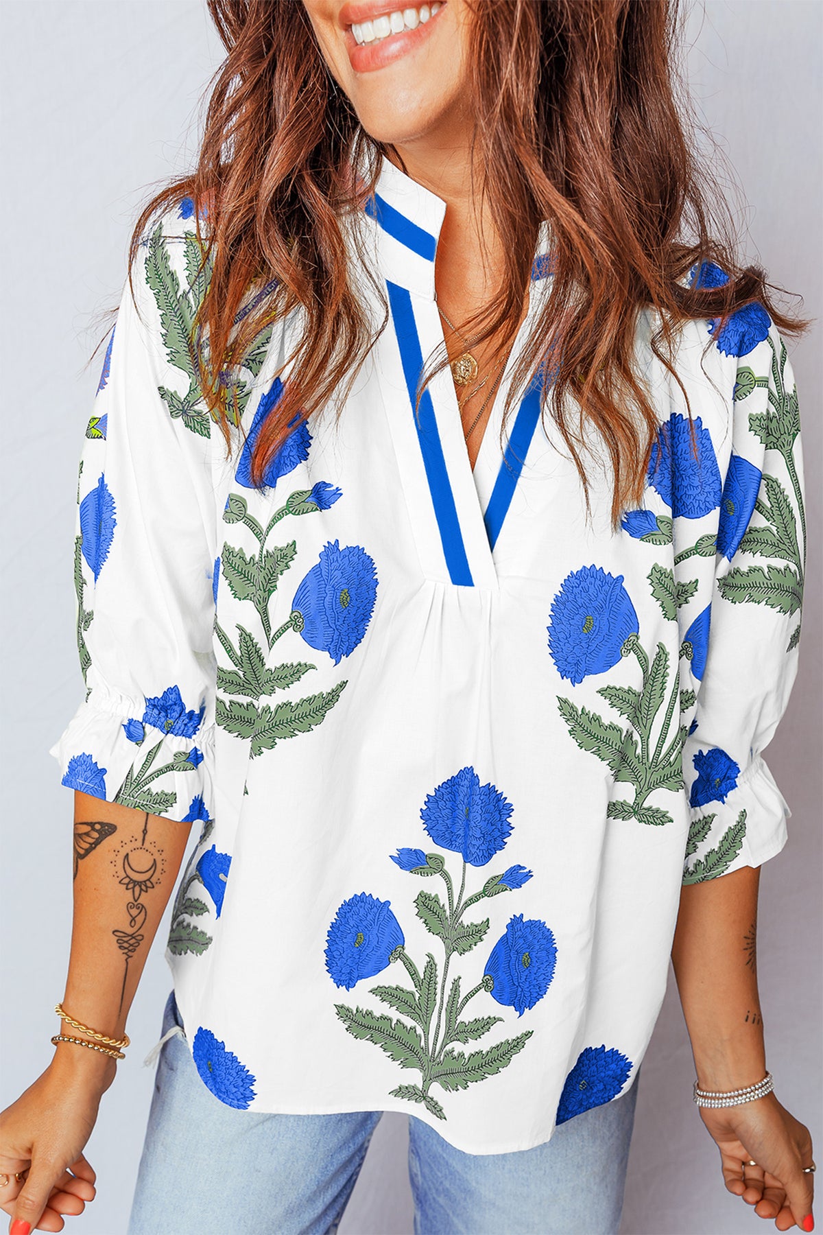 Wild Flower 3/4 Sleeve Blouse