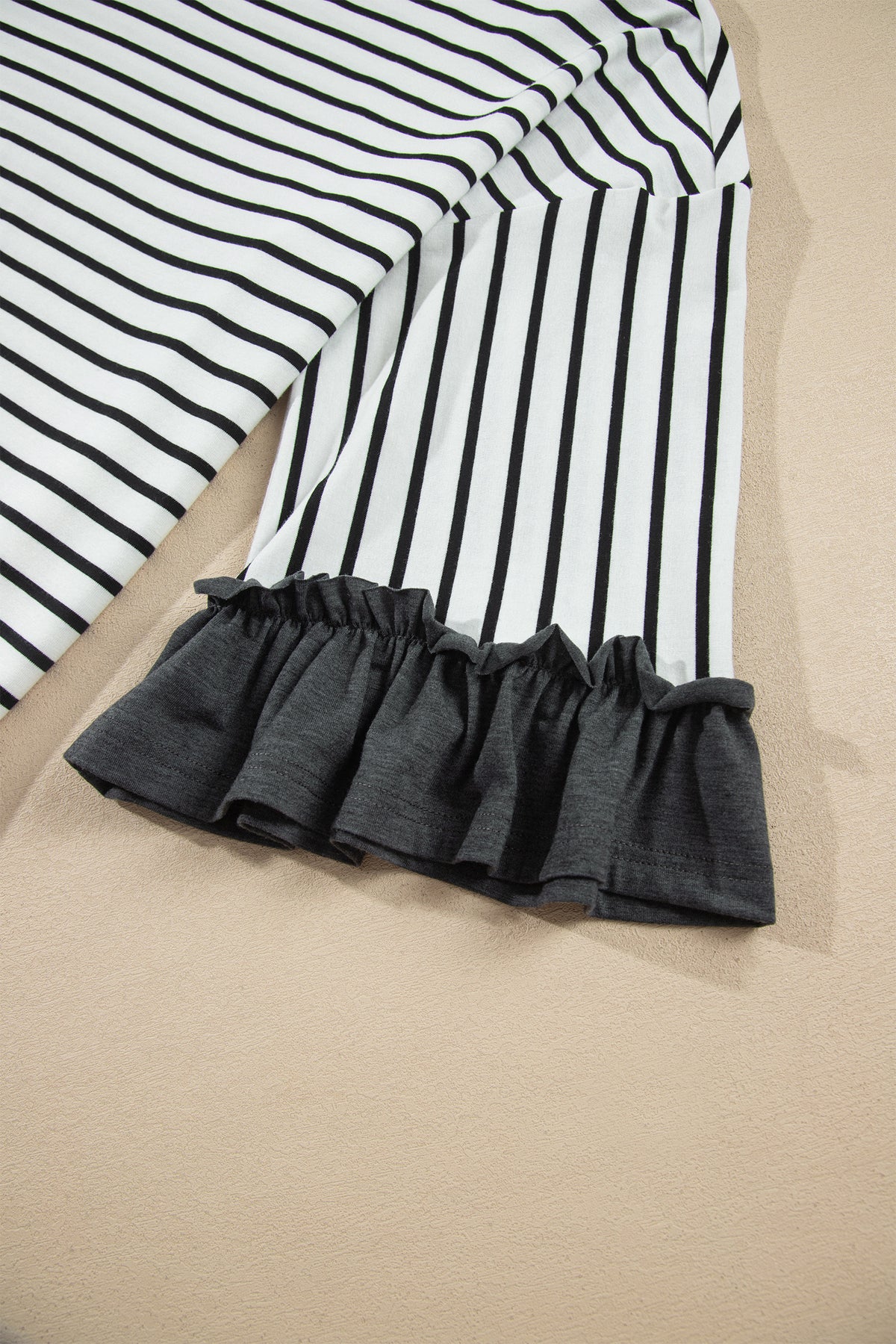 Stripe Ruffle Sleeve Top w/ Pants Set