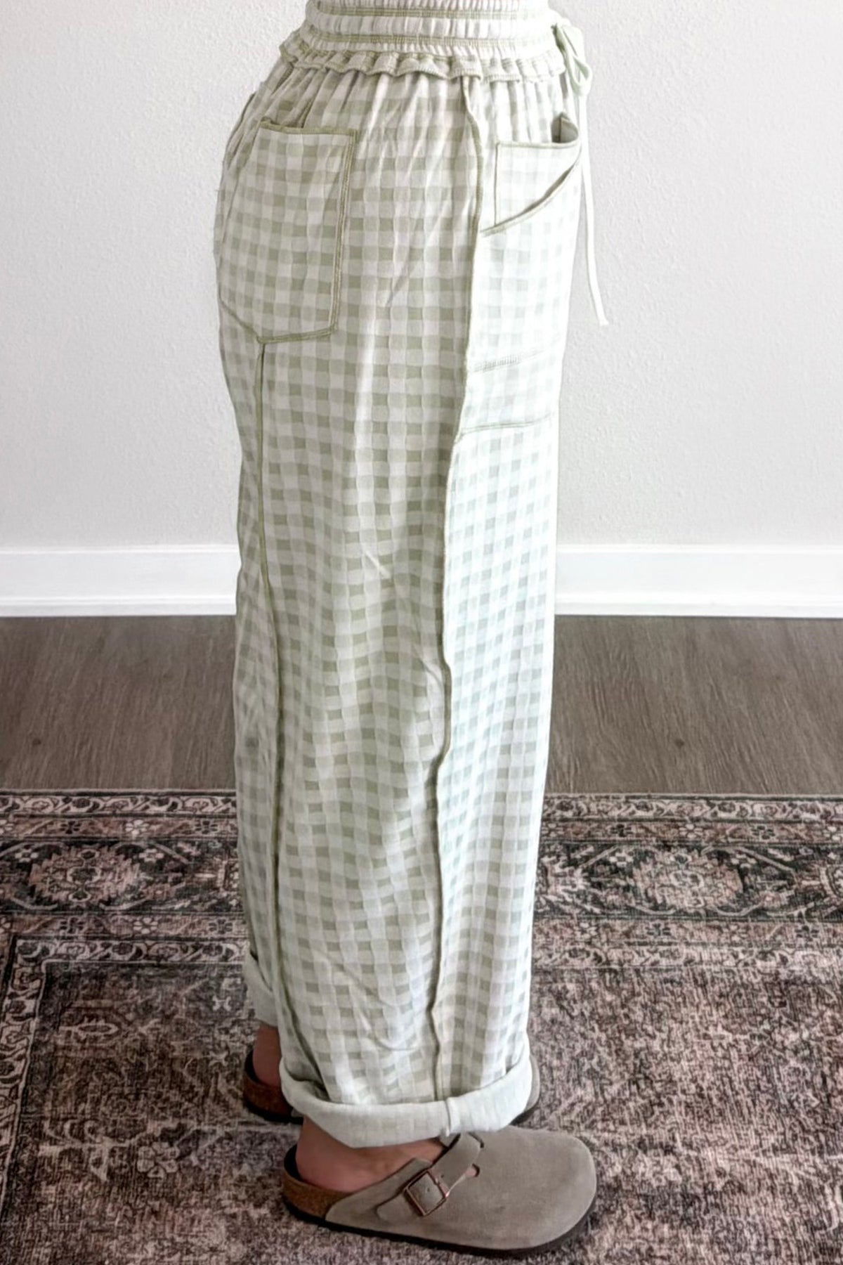 Plaid Drawstring Pants
