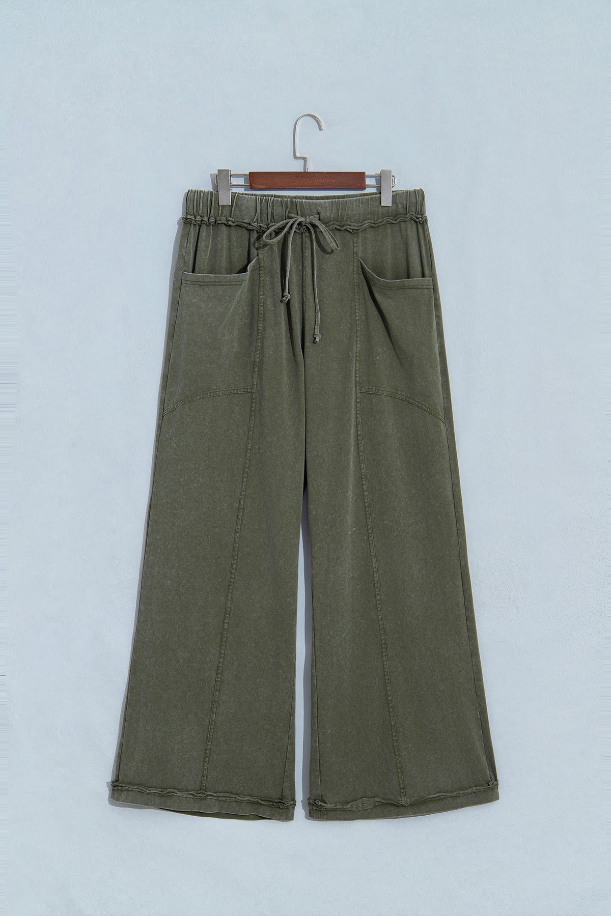 Jungle Green Flare Drawstring Pants
