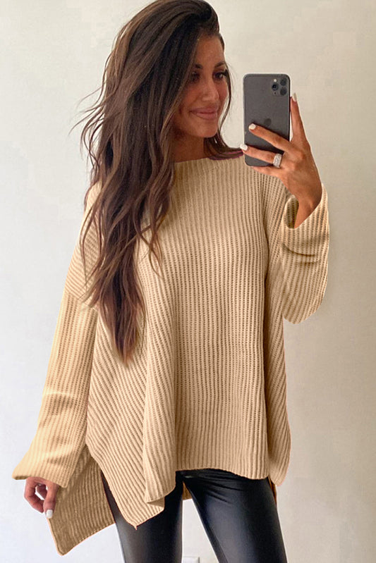 Cable Knit Drop Shoulder Sweater