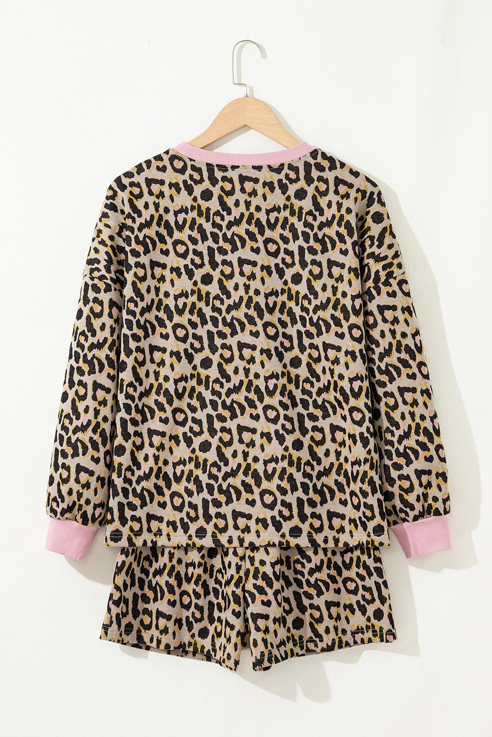 Pink Leopard Pullover Shorts Set
