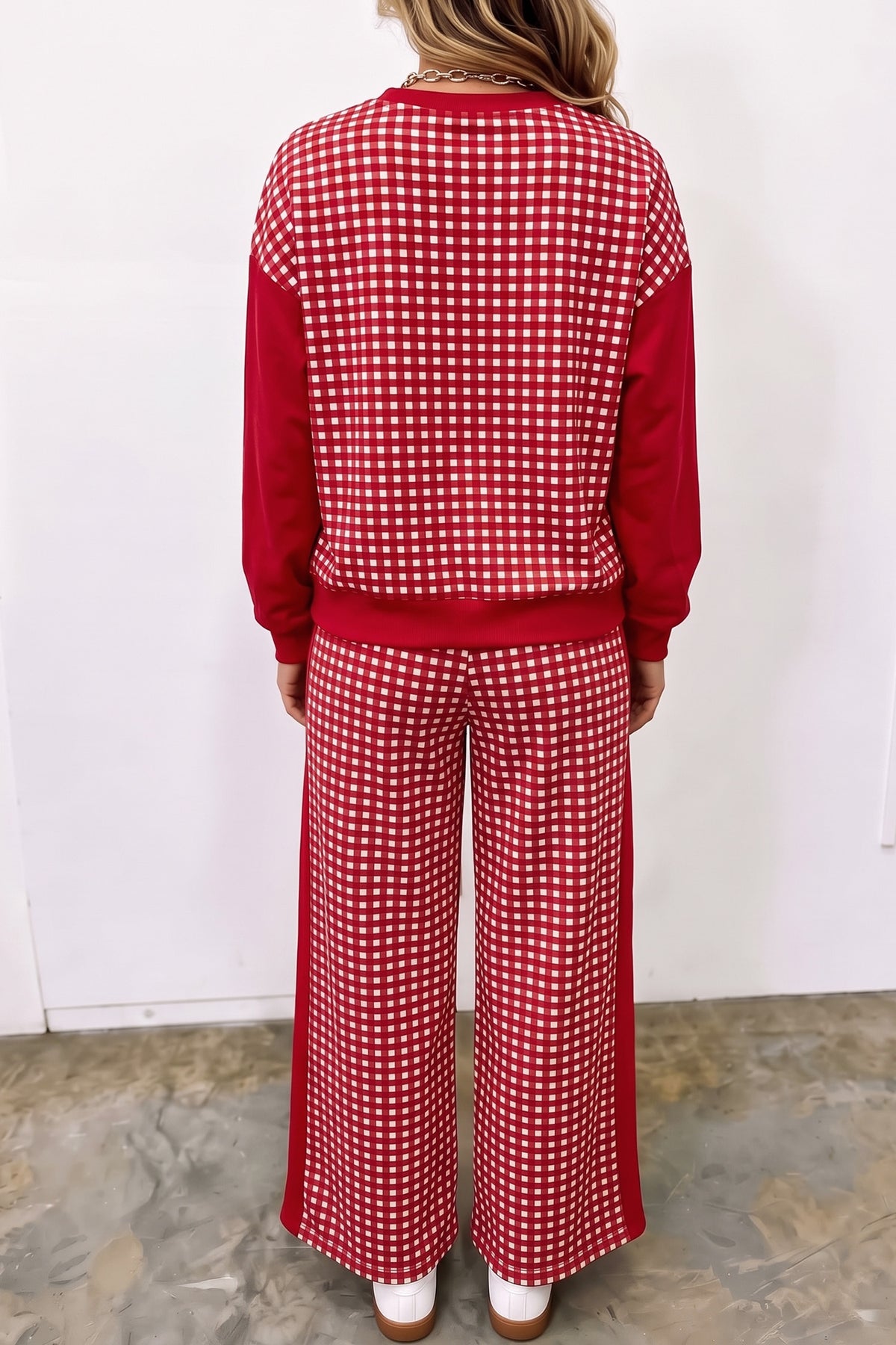 Plaid Long Sleeve Pullover & Pant Set