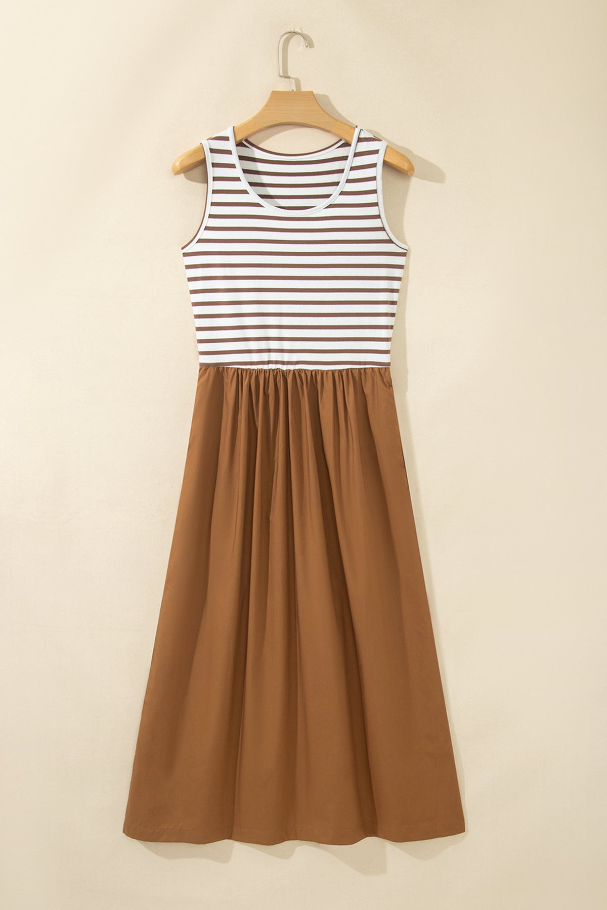 Striped Sleeveless Casual Long Dress
