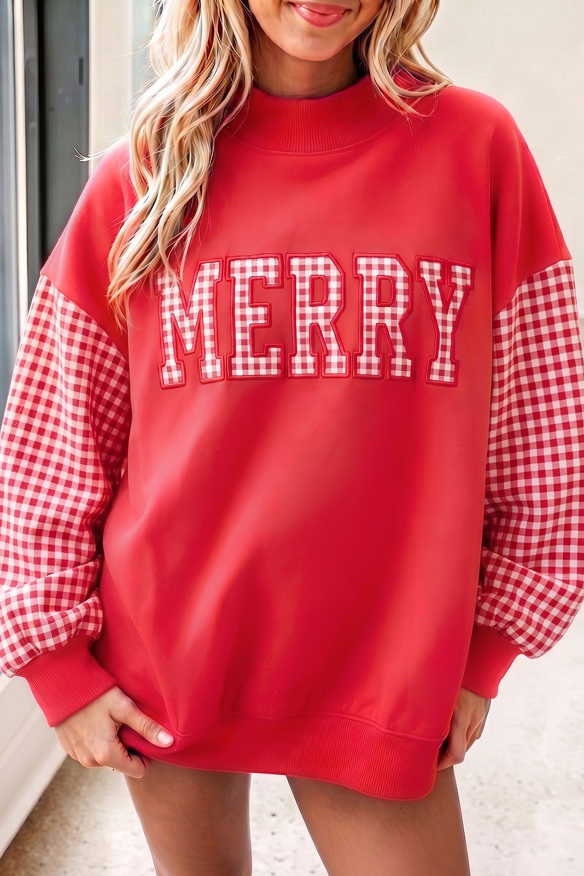 Plaid Oversized Pullover Sweatshirt
