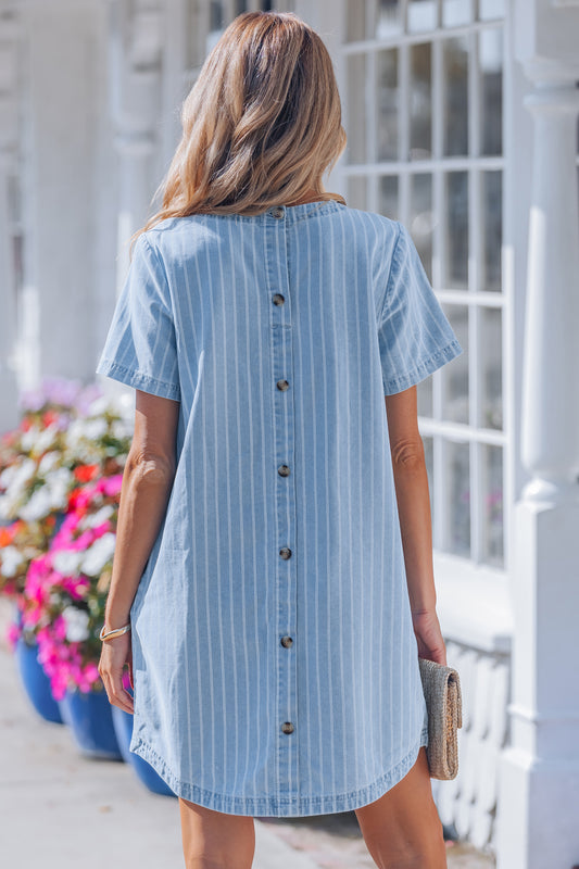 Stripe T-Shirt Denim Mini Dress