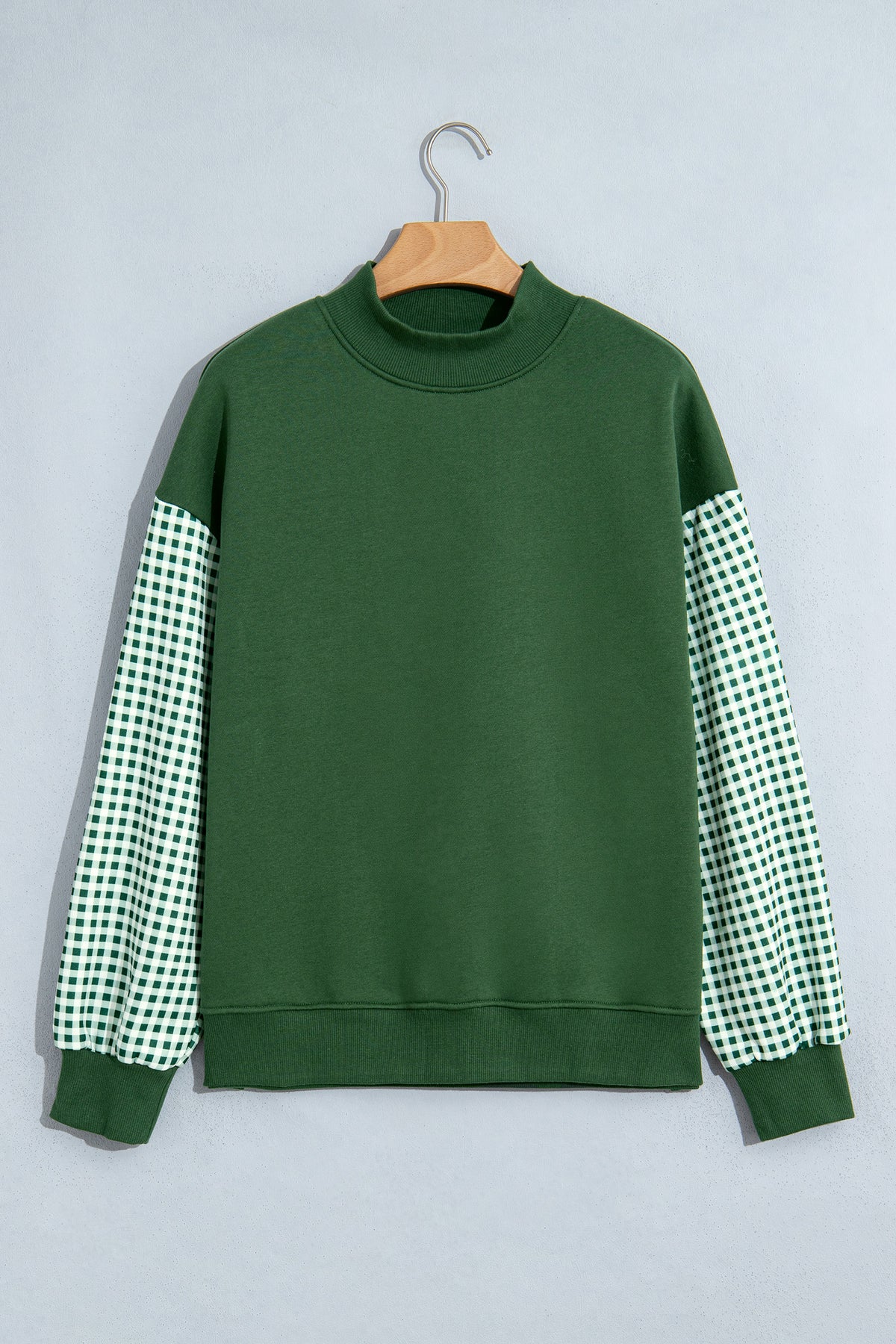 Plaid Sleeve Loose Tunic Sweatshirt