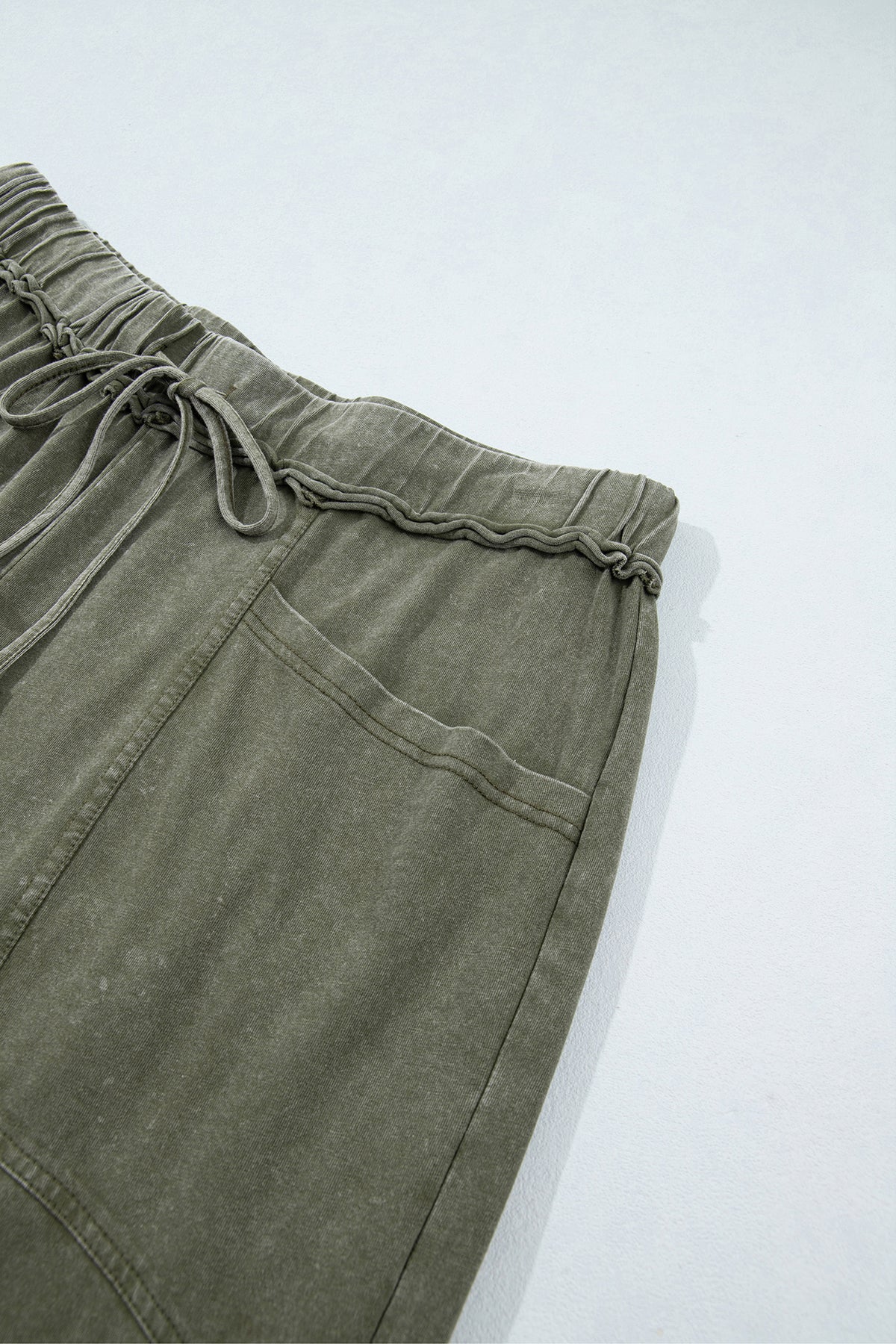 Jungle Green Flare Drawstring Pants