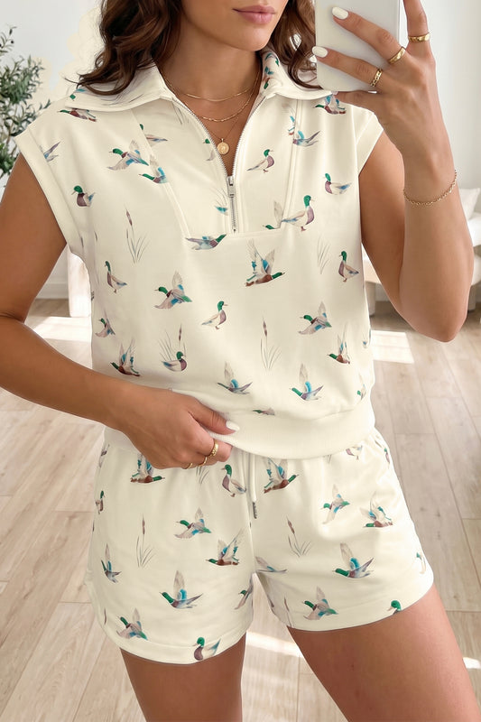 Mallard Printed Tee Drawstring Short Set