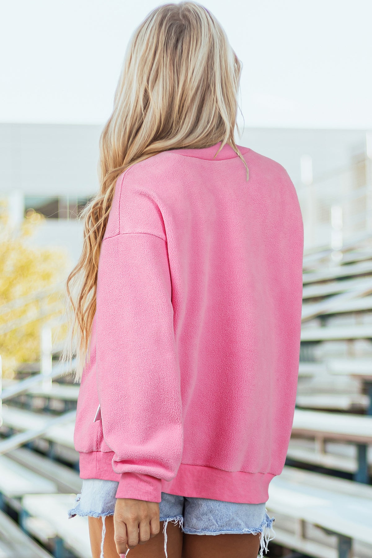Oversize Reversible Mock Neck Sweatshirt