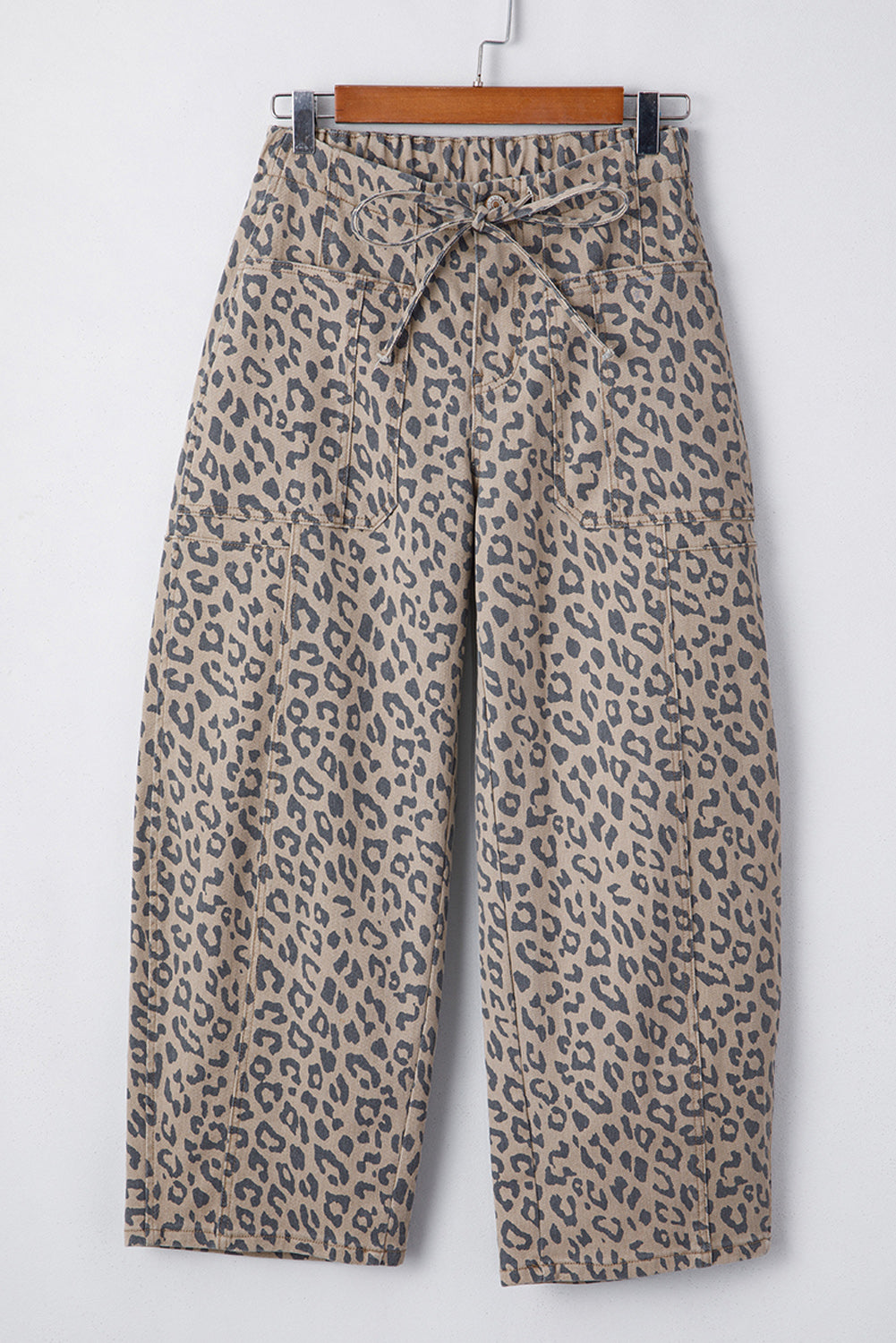 Leopard Pocketed Barrel Jeans
