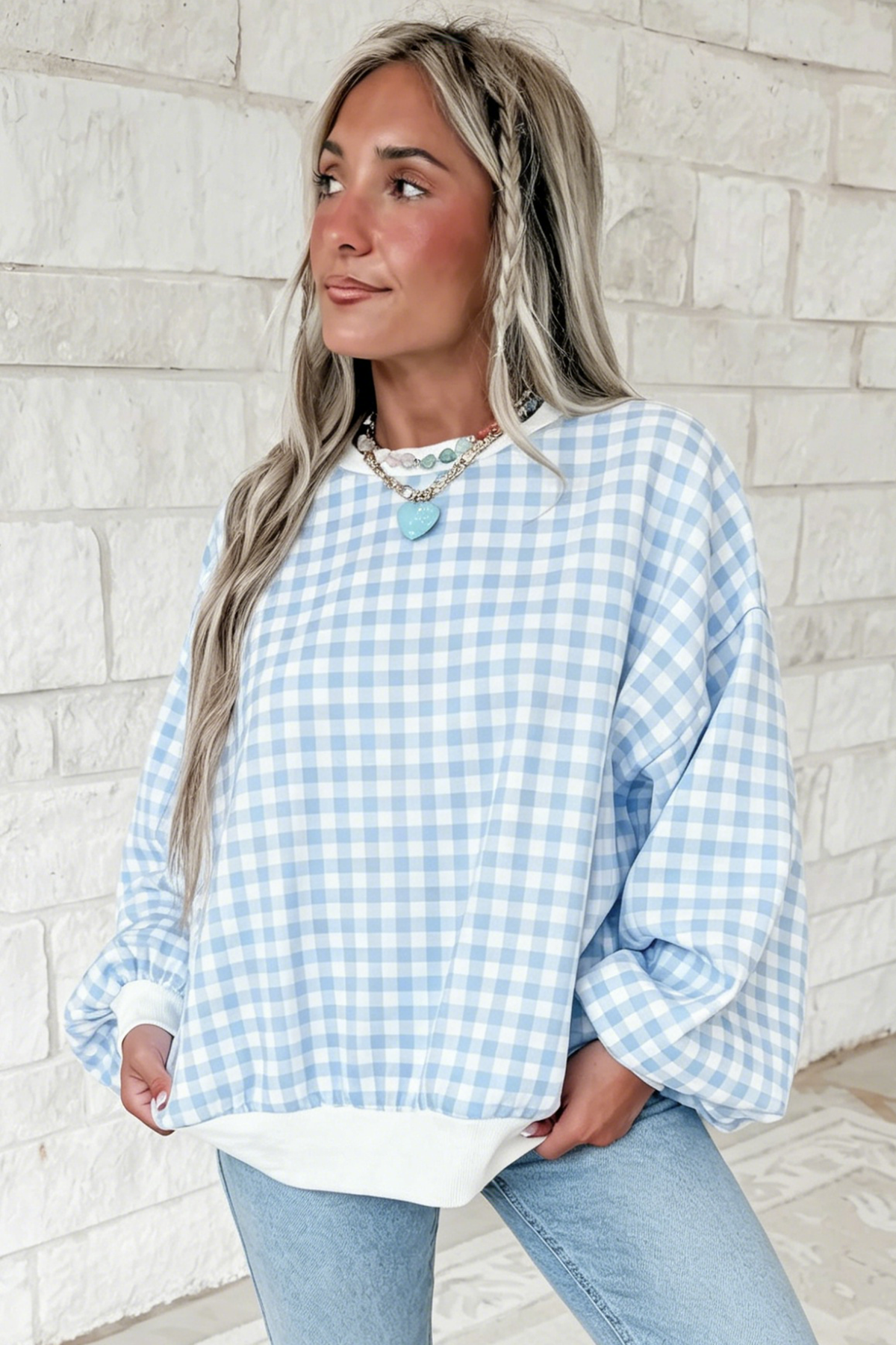 Plaid Long Sleeve Sweatshirt