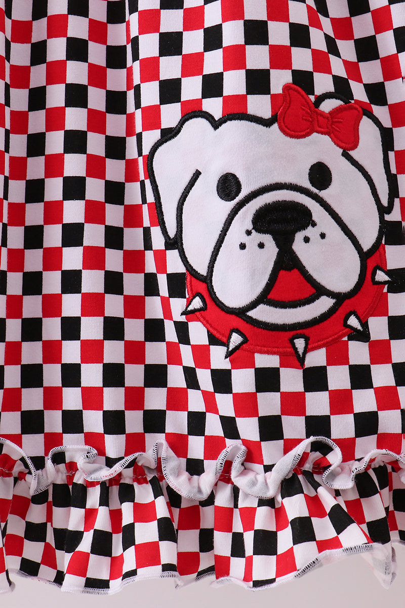 Checkered GA Bulldog Ruffle Dress