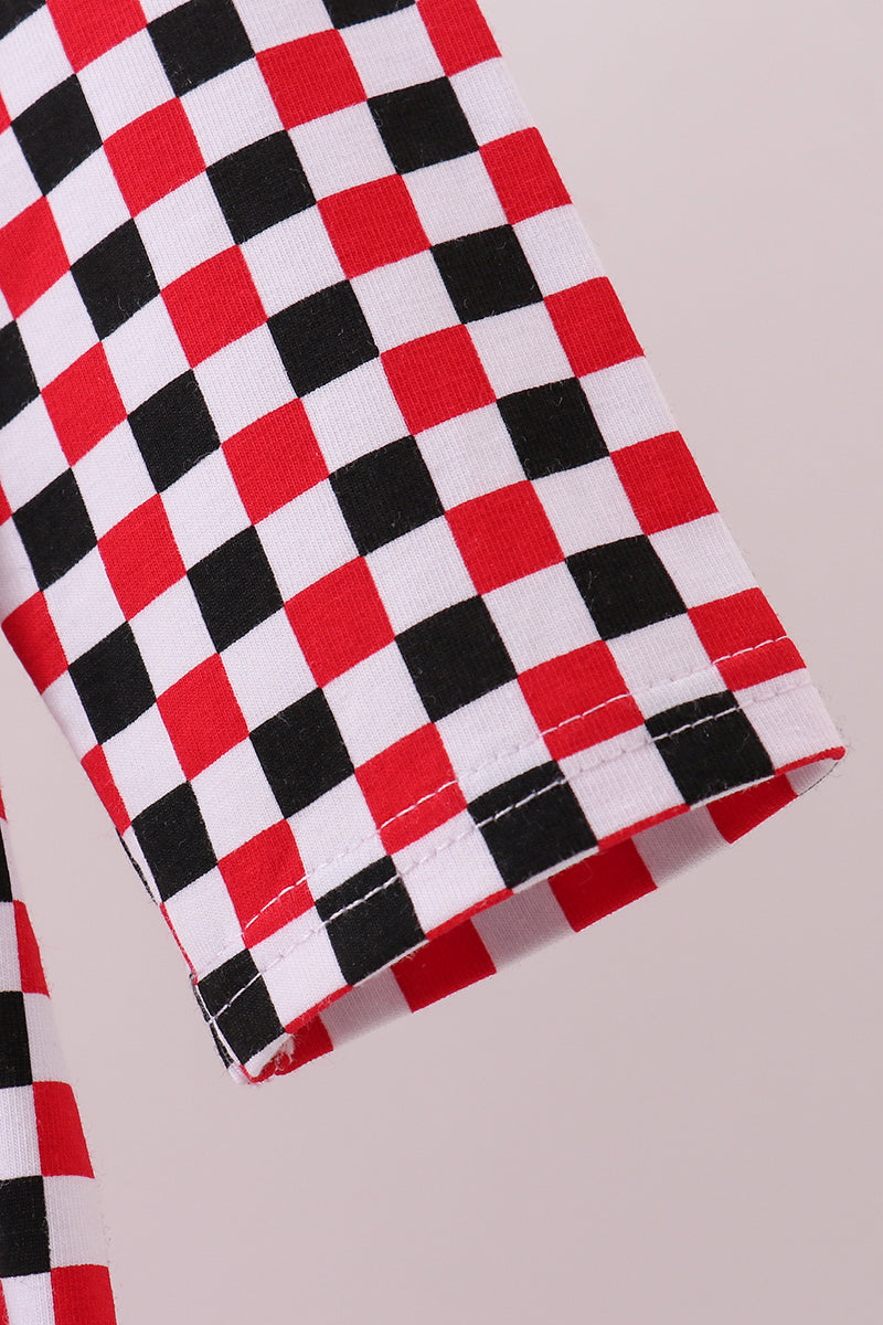Checkered GA Bulldog Ruffle Dress