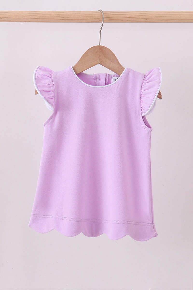 Flutter Sleeve Scalloped Top